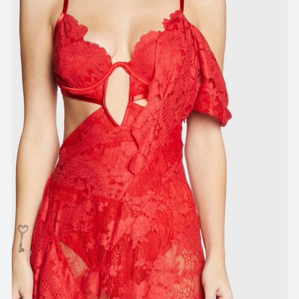 Red Lace For Love and Lemons dress